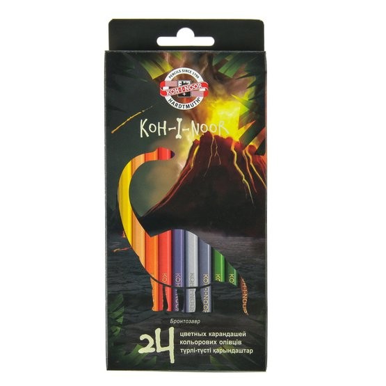 KOH-I-NOOR 3594 (24) Набор цветных карандашей "Динозавр", 24 цвета, картон